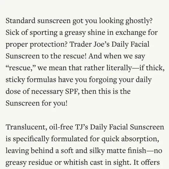 $12❤️🔥 LAST 1! Trader Joe’s Daily Facial Sunscreen SPF40 ☀️ NEW IN BOX Face - Picture 3 of 5